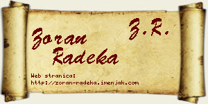 Zoran Radeka vizit kartica